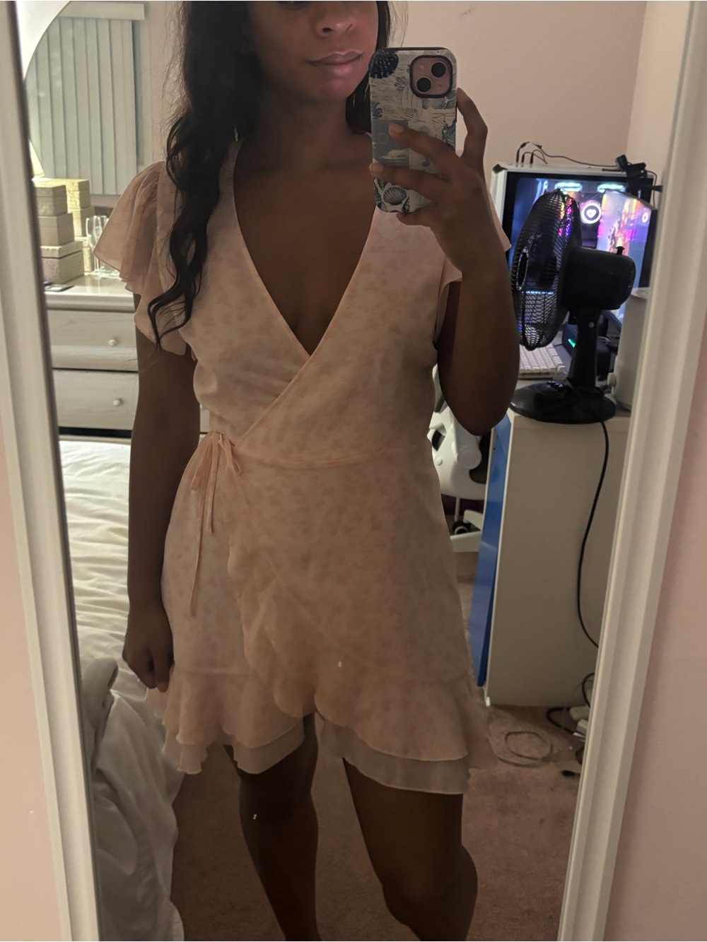 OAK + FORT Peach Wrap Mini Dress